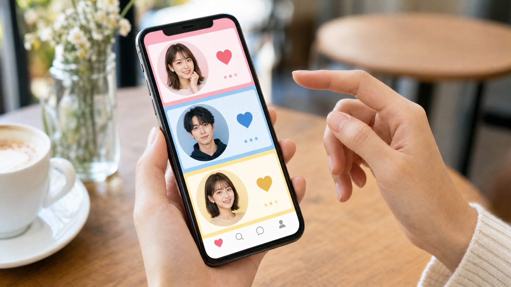 マッチングアプリを比較している様子